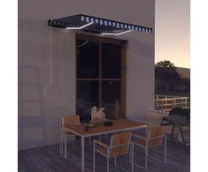 Markizė su vėjo jutikliu ir LED, mėlyna ir balta, 300x250cm