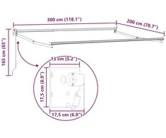 Mechaninis traukiamas markizės rėmas Baltas 3 x 2 m Aliuminis