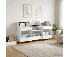 Medijos lentynos rinkinys 3 vnt. Balta 212 x 46 x 112 cm