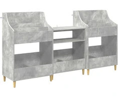 Medijos lentynos rinkinys 3 vnt. Betono pilka 212 x 46 x 112 cm