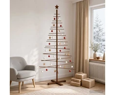 Medinė Kalėdų eglutė 210 cm Bambukas ir pušies medienos masyvas