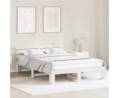 Lovos rėmas Balta 160 x 200 cm Kietos pušies mediena