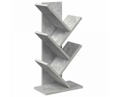 Medinis 4-juos aukštų knygų stovas 30 x 18 x 60 cm Betono pilka