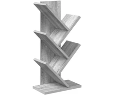 Medinis 4-juos aukštų knygų stovas 30 x 18 x 60 cm Pilka Sonoma
