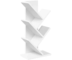 Medinis 4-juos aukštų knygų stovas 30 x 18 x 60 cm Balta