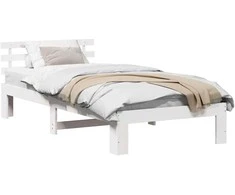 Lova Lovos rėmas Balta 90 x 190 cm Kietos pušies mediena