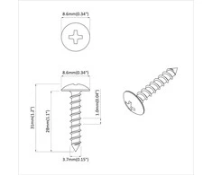 Medinis varžtas 2 pcs Sidabro M4 x 28 mm Geležis