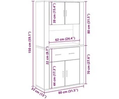 Highboardas artisano ąžuolo 80 x 33 x 150 cm Apdirbta mediena