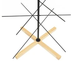 Metalinė Kalėdų eglutė su mediniu pagrindu, juoda, 150 cm