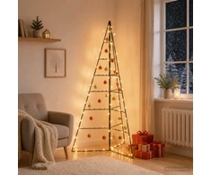 Metalinė eglutė su LED KUOPIO 140 cm Šilta balta Plienas Juoda