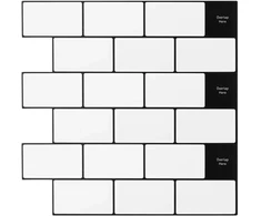 Metro plytelė 10 pcs Balta juoda 30 x 30 cm Poliuretanas ir PET