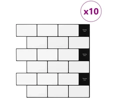 Metro plytelė 10 pcs Balta juoda 30 x 30 cm Poliuretanas ir PET