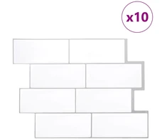 Metro plytelė 10 pcs Balta pilka 29 x 21 cm Poliuretanas ir PET