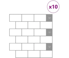 Metro plytelė 10 pcs Balta pilka 30 x 30 cm Poliuretanas ir PET