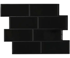 Metro plytelė 10 pcs Juoda 29 x 21 cm Poliuretanas ir PET