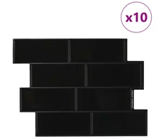 Metro plytelė 10 pcs Juoda 29 x 21 cm Poliuretanas ir PET
