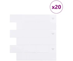 Metro plytelė 20 pcs Balta 30 x 30 cm Poliuretanas ir PET