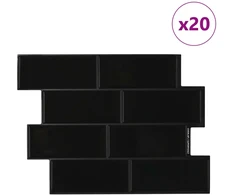 Metro plytelė 20 pcs Juoda 29 x 21 cm Poliuretanas ir PET