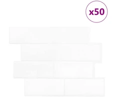 Metro plytelė 50 pcs Balta 29 x 21 cm Poliuretanas ir PET