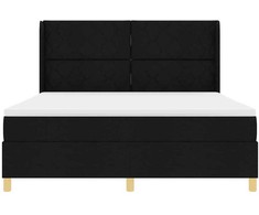 Kiemas lova su LED juostelėmis Juoda 180 x 200 cm audinys