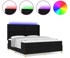 Kiemas lova su LED juostelėmis Juoda 180 x 200 cm audinys