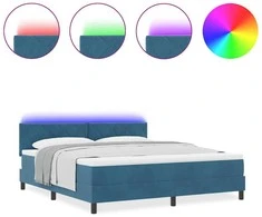 LED Čiužinio Lova Tamsiai mėlyna 180 x 200 cm Aksomas
