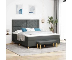 Kiemas lova su pagalve Tamsiai pilka 200 x 180 cm audinys