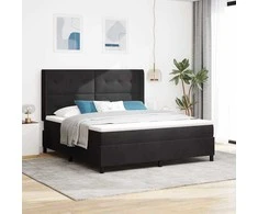 Kiemas lova su čiužiniu su LED Juoda 180 x 200 cm Aksomas