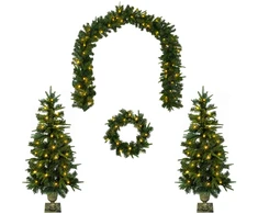 Mini kalėdinių eglučių rinkinys 120 cm 275 LED Šilta balta