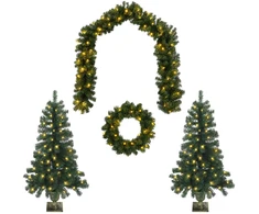 Mini kalėdinių eglučių rinkinys 120 cm 275 LED Šilta balta PVC