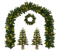 Mini kalėdinių eglučių rinkinys 45 cm 125 LED Šilta balta