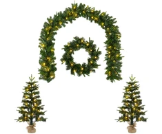 Mini kalėdinių eglučių rinkinys 60 cm 125 LED Šilta balta