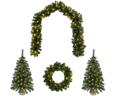 Mini kalėdinių eglučių rinkinys 60 cm 125 LED Šilta balta PVC