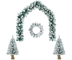 Mini kalėdinių eglučių rinkinys 60 cm PVC Žalia ir balta