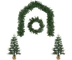 Mini kalėdinių eglučių rinkinys 60 cm PVC ir PE Žalia
