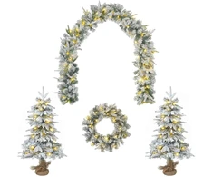 Mini kalėdinių eglučių rinkinys 90 cm 175 LED Šilta balta