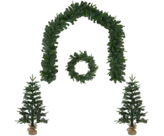 Mini kalėdinių eglučių rinkinys 90 cm PVC ir PE Žalia