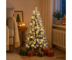 Mini apsnigta Kalėdų eglutė 120 cm 100 LED Šilta balta PVC