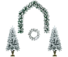 Mini kalėdinių eglučių rinkinys 120 cm PVC Žalia ir balta