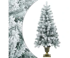 Mini apsnigta Kalėdų eglutė 120 cm PVC Žalia ir balta