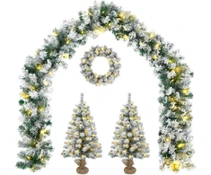 Mini kalėdinių eglučių rinkinys 45 cm 125 LED Šilta balta PVC