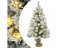 Mini Kalėdų medis 45 cm 25 LED Šilta balta PVC Žalia ir balta