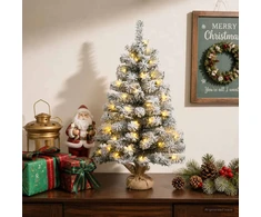 Mini Kalėdų medis 45 cm 25 LED Šilta balta PVC Žalia ir balta