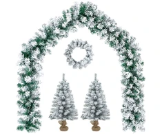 Mini kalėdinių eglučių rinkinys 45 cm PVC Žalia ir balta