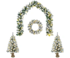 Mini kalėdinių eglučių rinkinys 60 cm 125 LED Šilta balta PVC