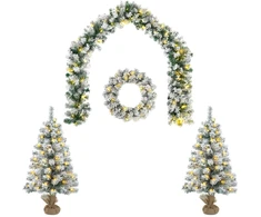 Mini kalėdinių eglučių rinkinys 90 cm 175 LED Šilta balta PVC