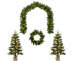 Mini Kalėdų medis 90 cm 175 LED Šilta balta PVC ir PE Žalia