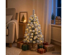 Mini Kalėdų eglutė, apsnigta 90 cm 50 LED Šilta balta PVC