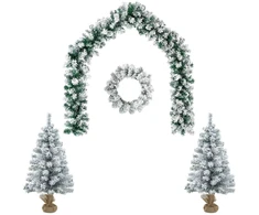 Mini kalėdinių eglučių rinkinys 90 cm PVC Žalia ir balta