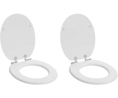 Minkštai užsidarantis tualeto dangtis 2 pcs Baltas 44 x 38 cm